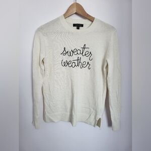 Banana Republic Cream Sweater with 'Sweater Weather' Script sz S